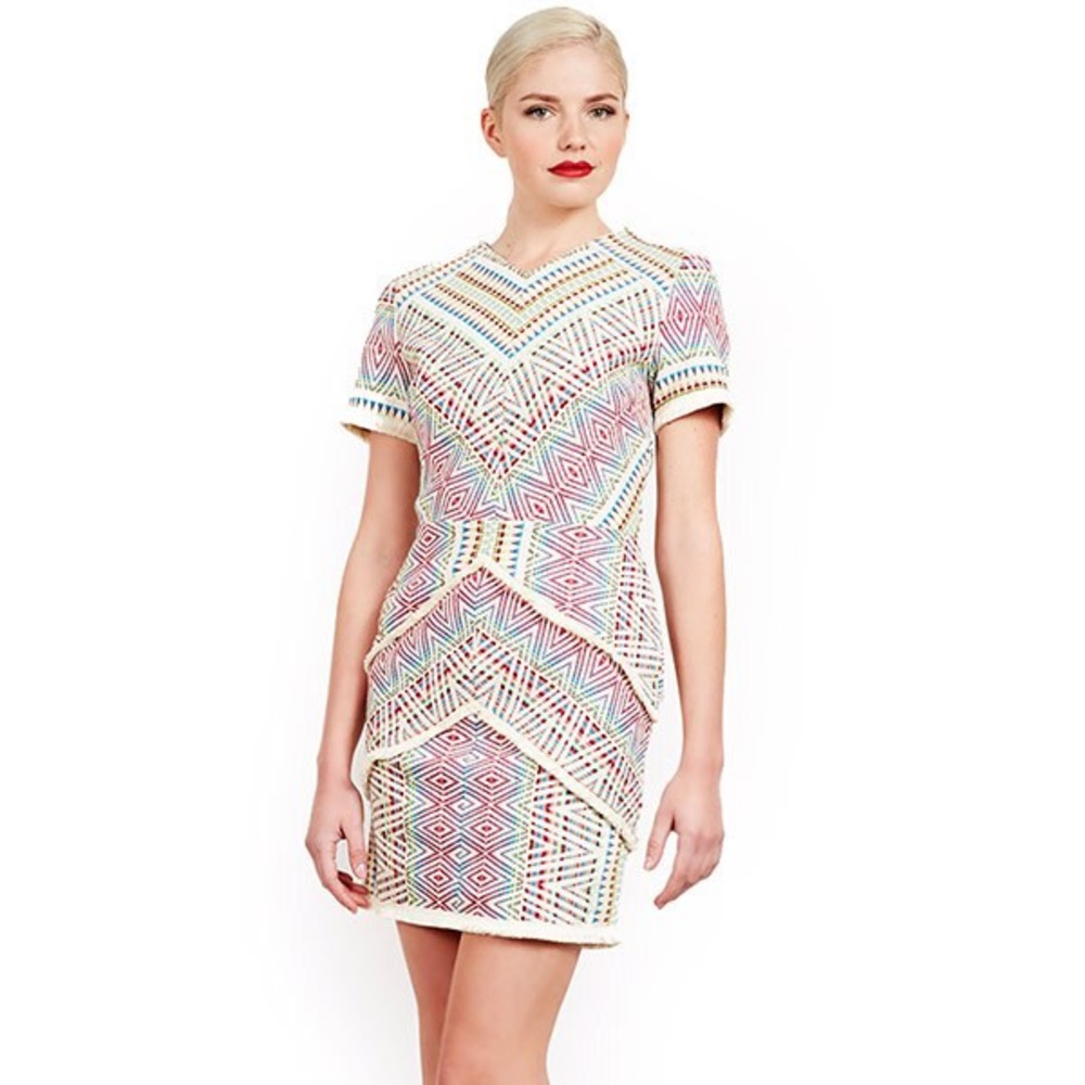 Patterned fringe dress.